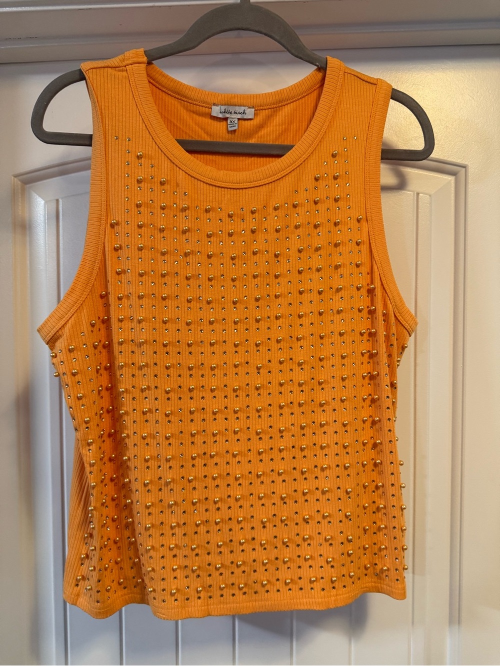 white birch Orange Studded Ribbed Tank